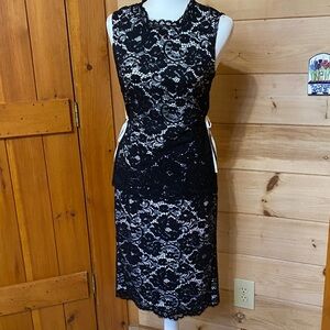 DKNY Black and White Lace Midi skirt and matching top